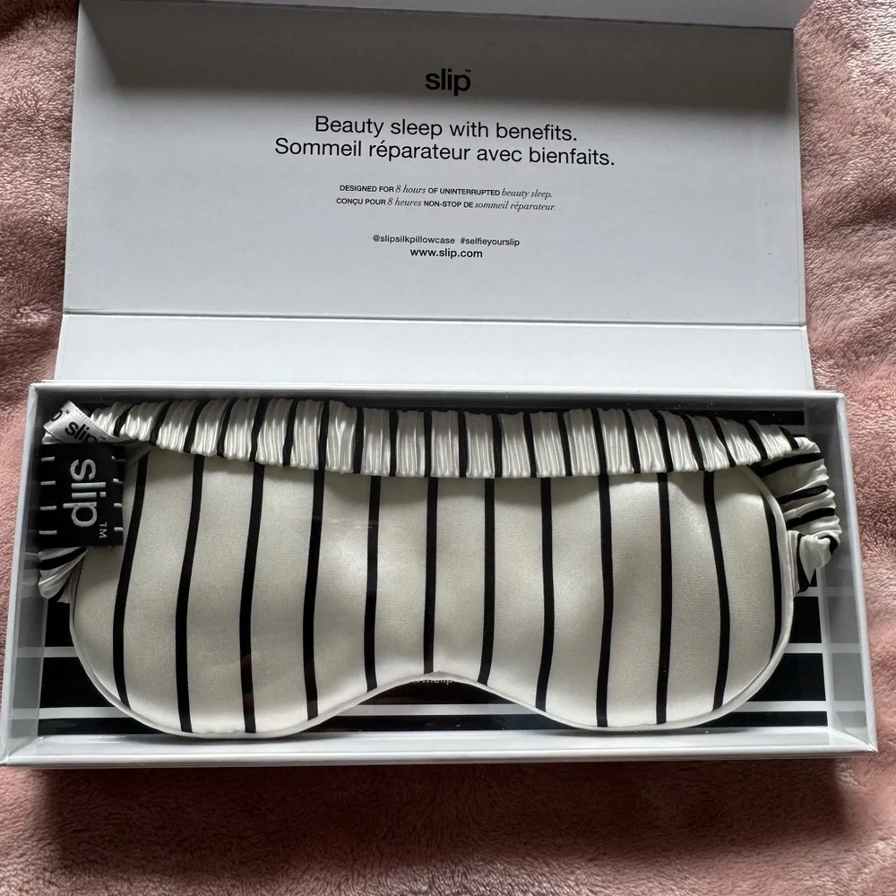 Slip Black and White Striped Sleep Mask
